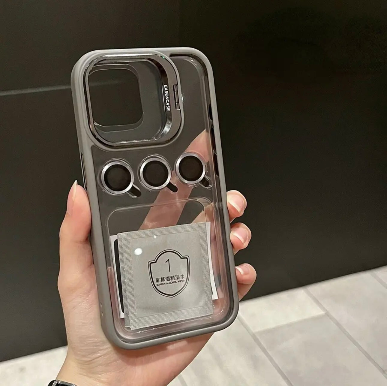 3-in-1 Lens Case with Camera Glass Protector & Stand ( 50% OFF TODAY)